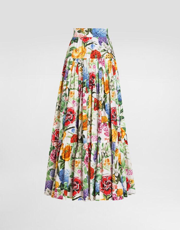 Dolce & Gabbana Falda de volantes larga de algodón con estampado de flores