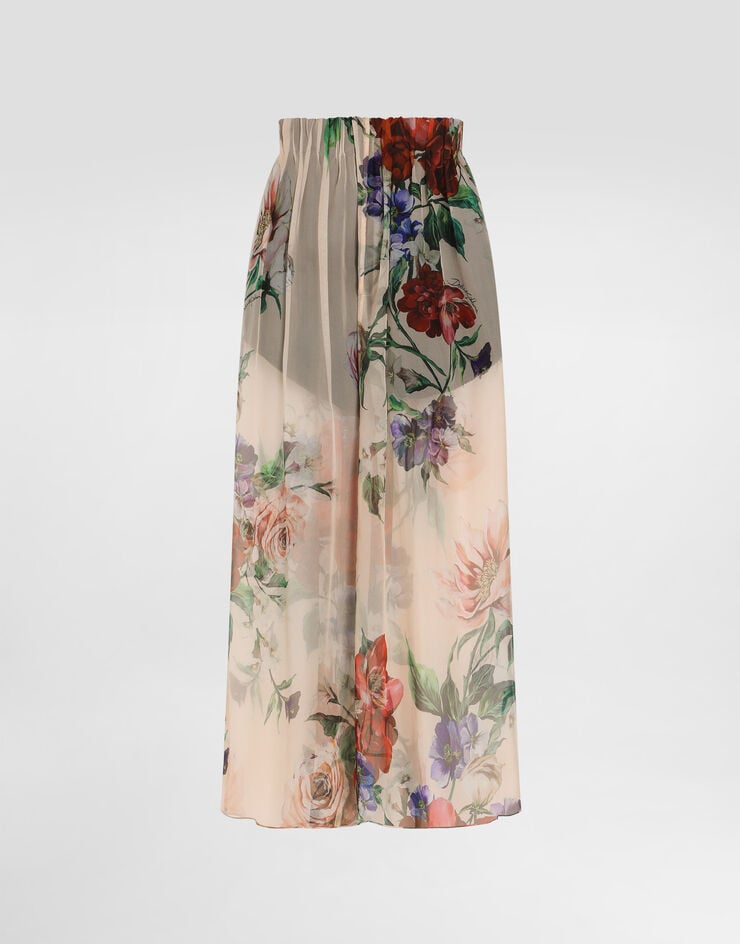 Dolce & Gabbana Falda Longuette De Chifón Con Estampado De Flores