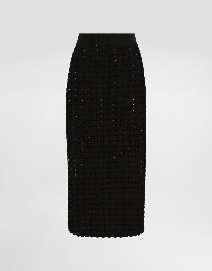 Dolce & Gabbana Falda longuette de punto de ganchillo de lana
