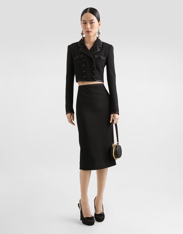 Dolce & Gabbana Falda Longuette De Tubo En Crepé De Lana