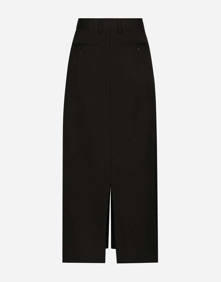 Dolce & Gabbana Falda Longuette De Tubo Estilo Esmoquin En Gabardina De Lana