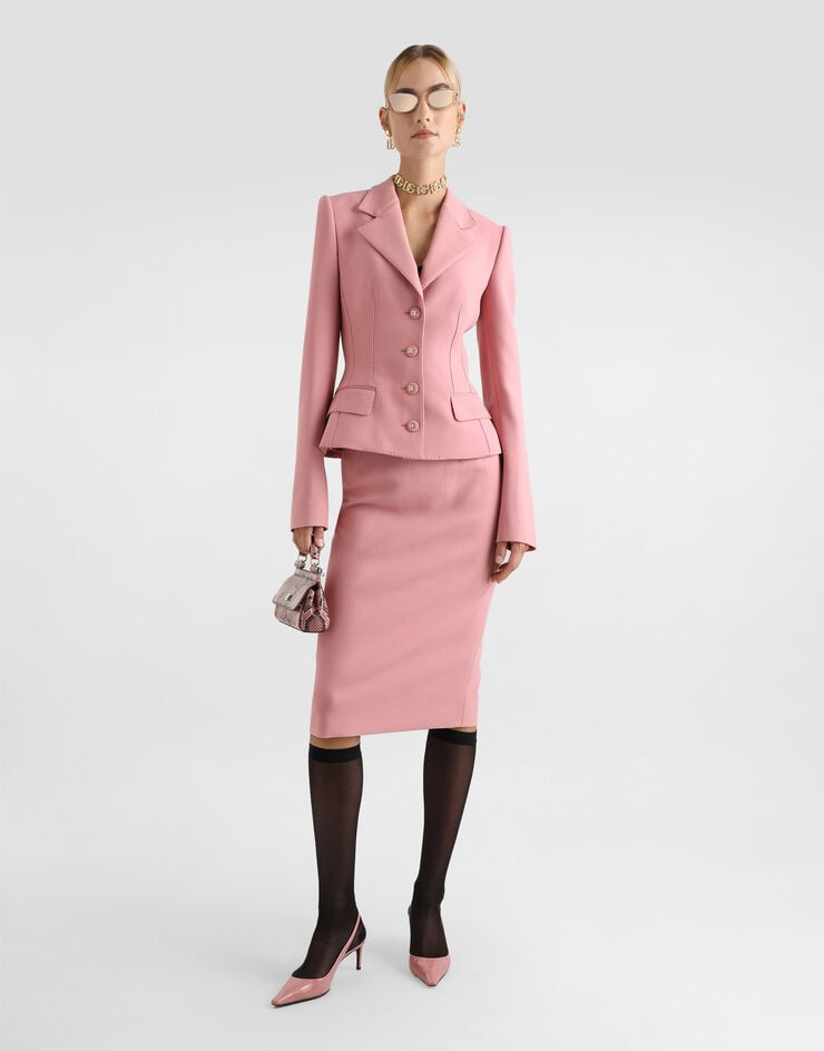 Dolce & Gabbana Falda Longuette Tubo De Lana Con Logotipo DG