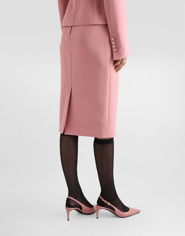 Dolce & Gabbana Falda Longuette Tubo De Lana Con Logotipo DG