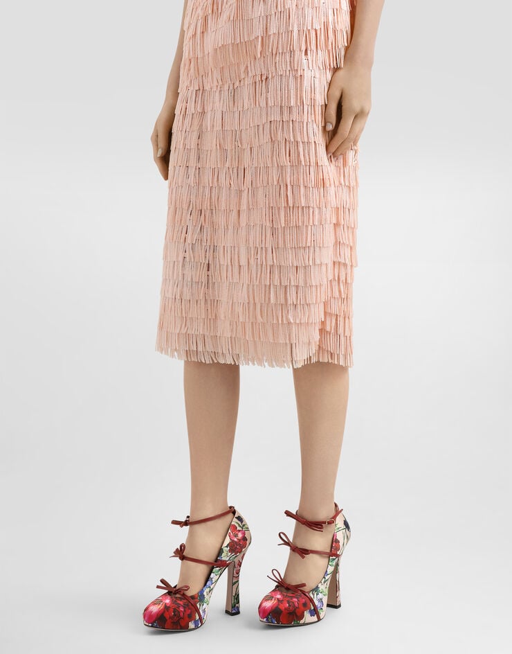 Dolce & Gabbana Falda Midi Bordada Con Flecos De Lentejuelas