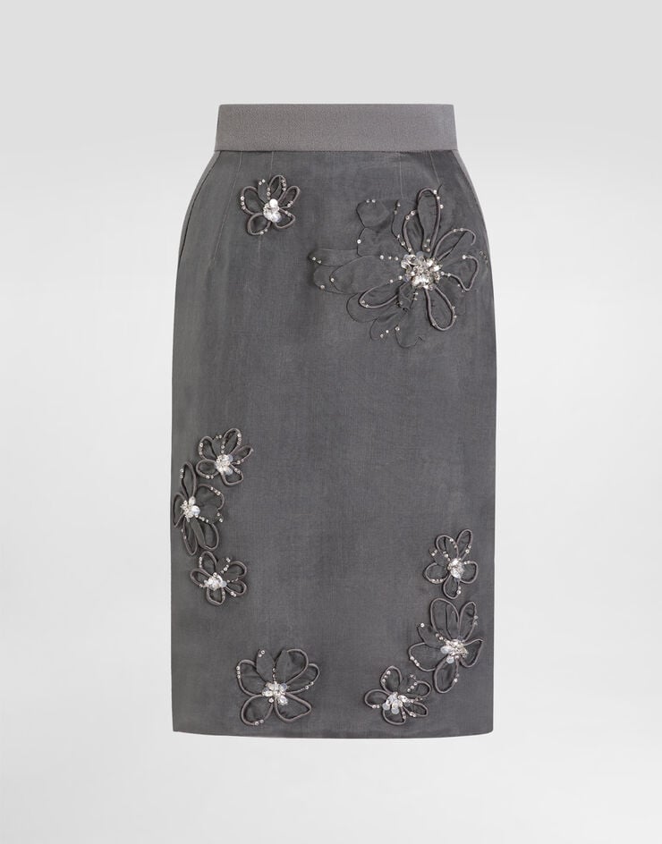 Dolce & Gabbana Falda midi de organza con bordado de flores