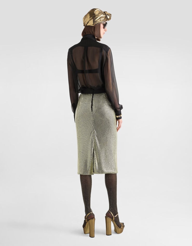 Dolce & Gabbana Falda Midi De Tubo De Malla De Cristales