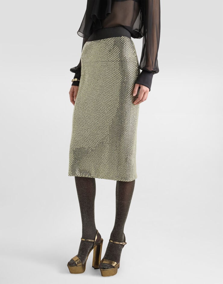 Dolce & Gabbana Falda Midi De Tubo De Malla De Cristales