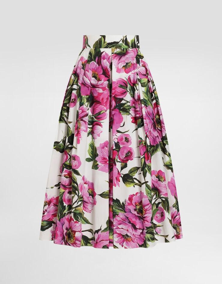 Dolce & Gabbana Falda plato de algodón con estampado de peonías
