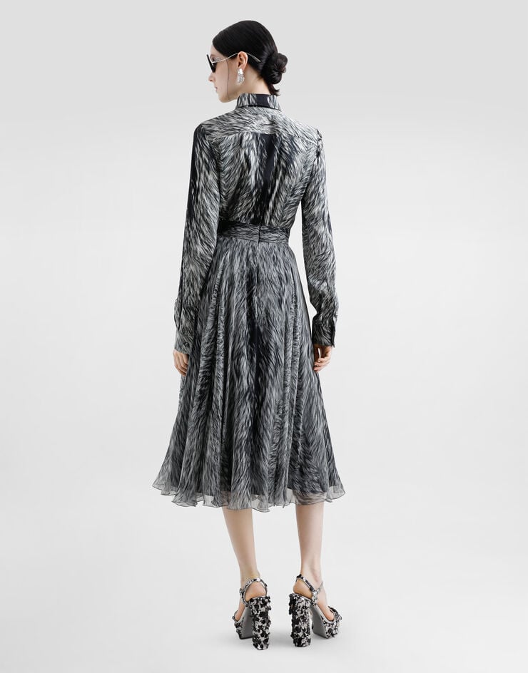 Dolce & Gabbana Falda Plato Longuette De Chifón Con Estampado De Piel De Animal