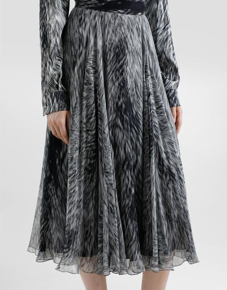 Dolce & Gabbana Falda Plato Longuette De Chifón Con Estampado De Piel De Animal