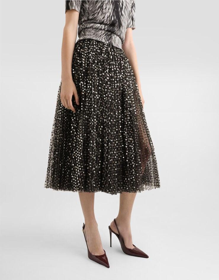 Dolce & Gabbana Falda Plato Longuette De Tul Bordado De Microlentejuelas