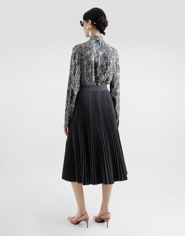 Dolce & Gabbana Falda Plato Longuette Plisada De Tela De Lana