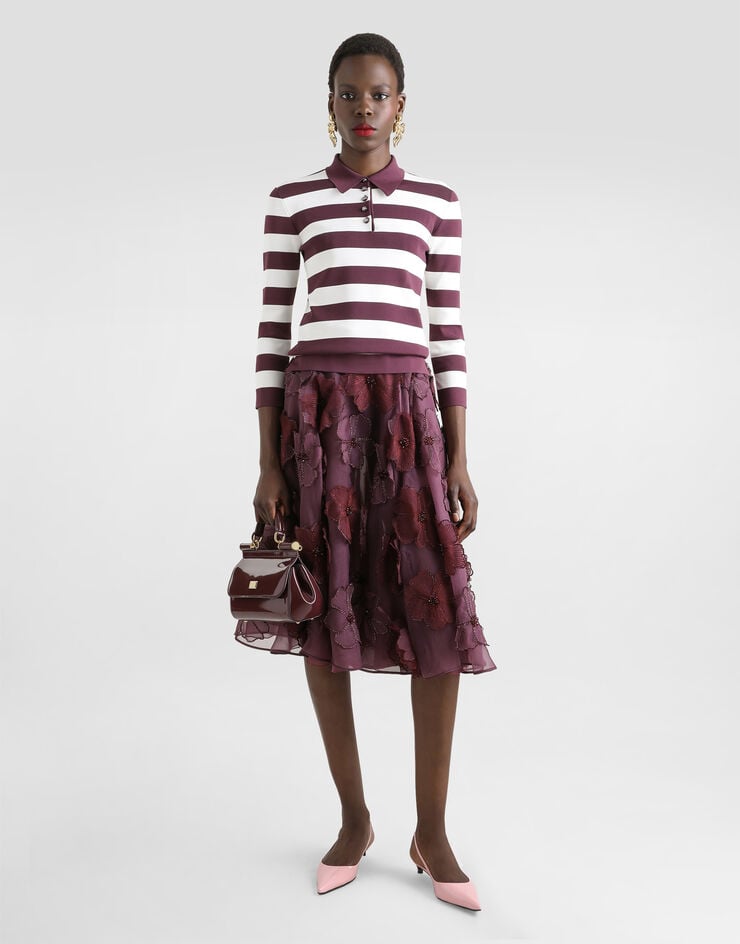 Dolce & Gabbana Falda Plato Midi De Organza Con Bordado De Flores