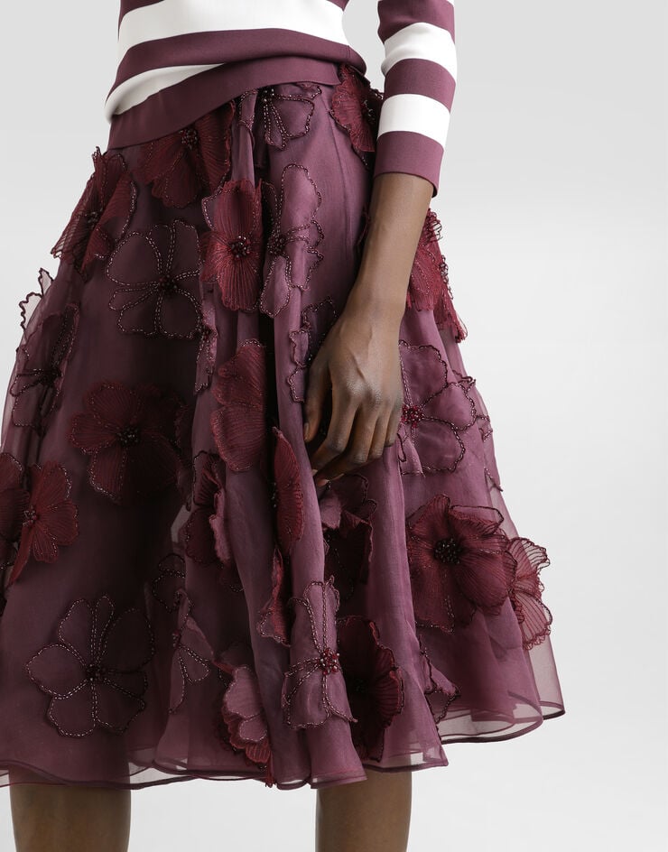 Dolce & Gabbana Falda Plato Midi De Organza Con Bordado De Flores
