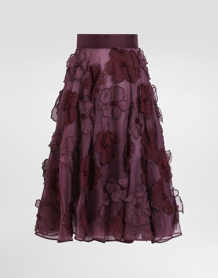 Dolce & Gabbana Falda plato midi de organza con bordado de flores