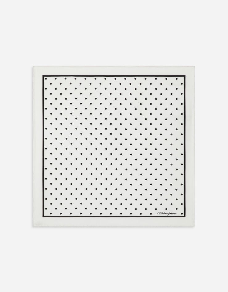 Dolce & Gabbana Fular 50 x 50 en sarga de seda con estampado de lunares