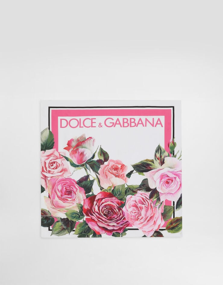 Dolce & Gabbana Fular en sarga de seda con estampado de rosas 50 x 50