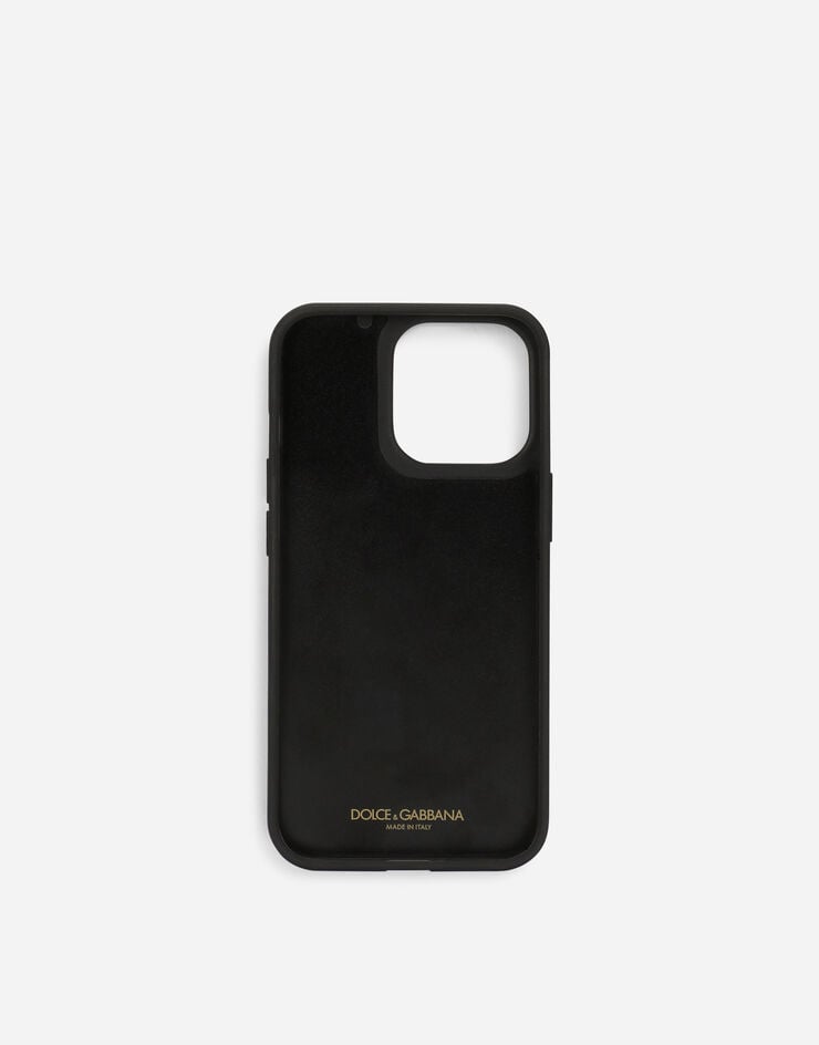 Dolce & Gabbana Funda Para IPhone 14 Pro En Piel De Becerro Brillante Con Estampado De Leopardo