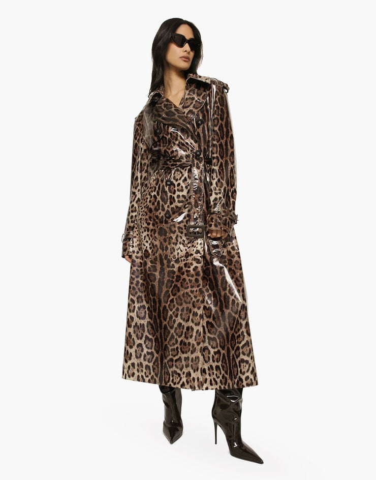 Dolce & Gabbana Gabardina De Raso Revestido Con Estampado De Leopardo