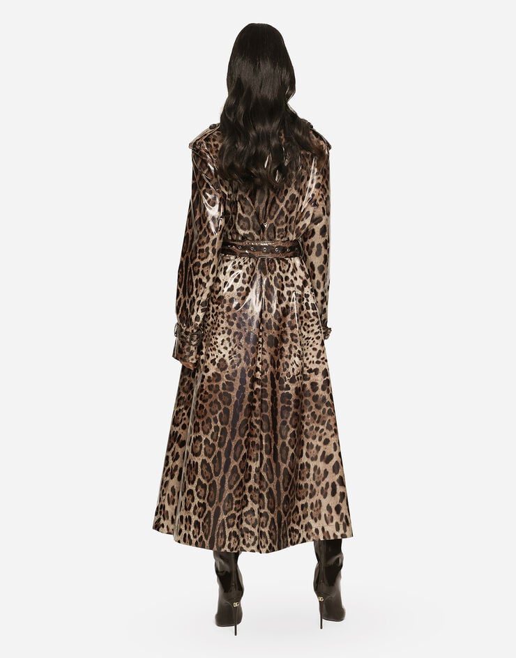 Dolce & Gabbana Gabardina De Raso Revestido Con Estampado De Leopardo
