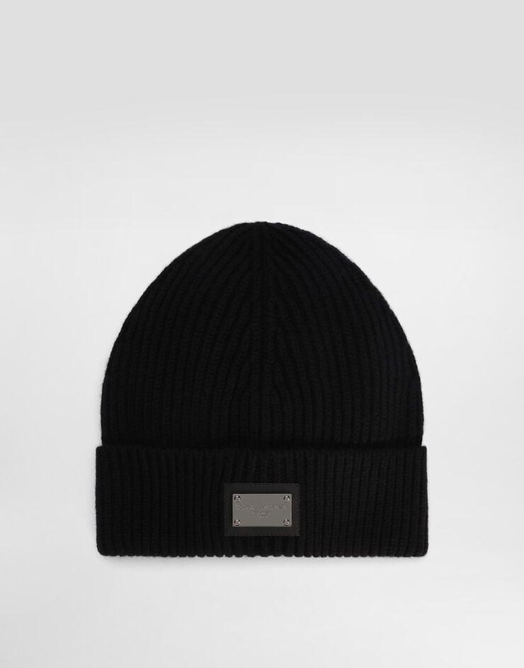 Dolce & Gabbana Gorro de lana y cachemira con placa con logotipo