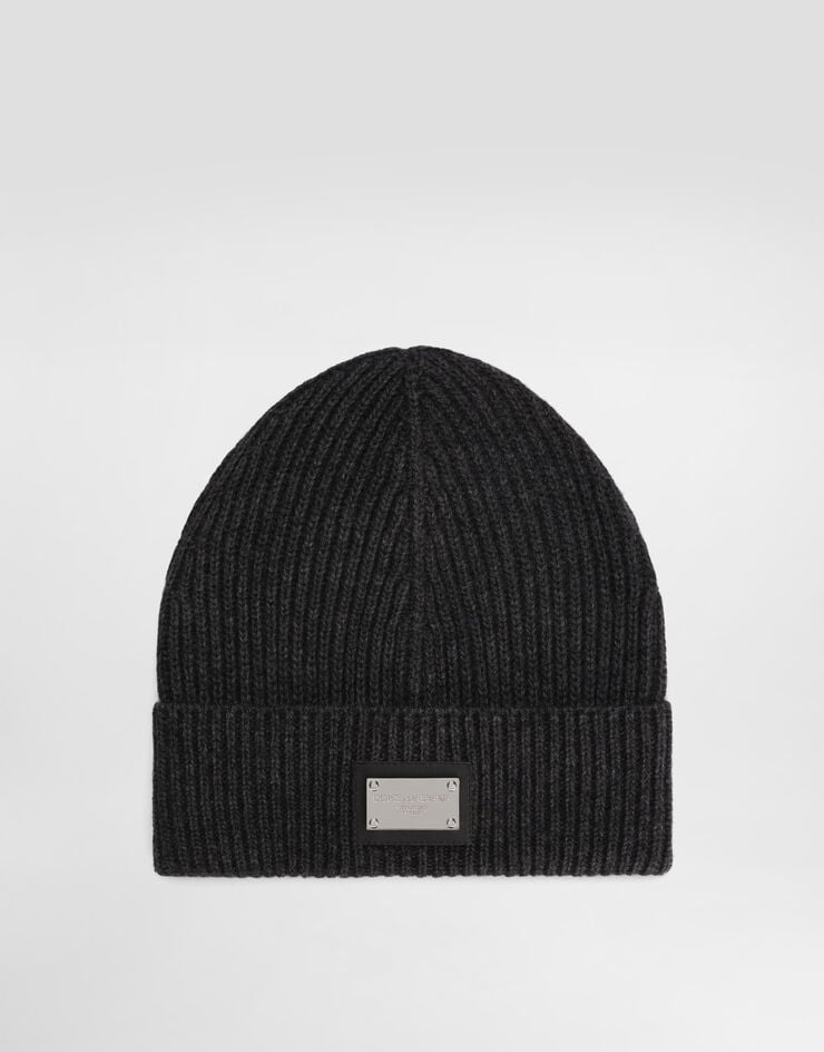 Dolce & Gabbana Gorro de lana y cachemira con placa con logotipo