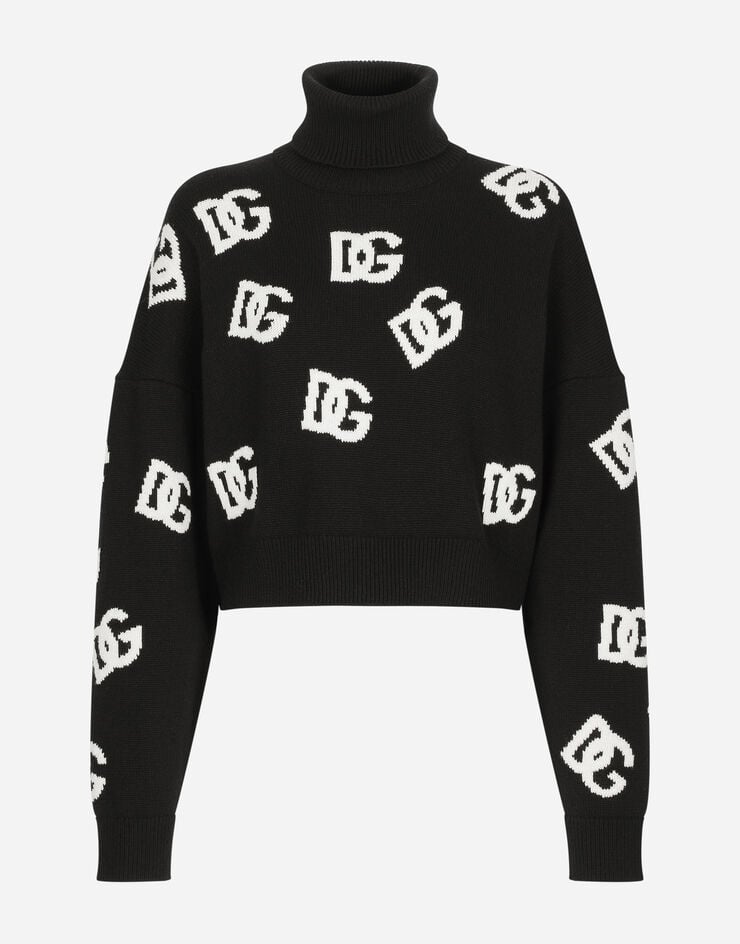 Dolce & Gabbana Jersey corto de lana con logotipo DG en intarsia
