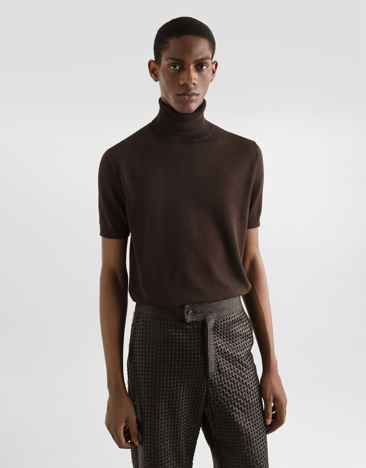 Dolce & Gabbana Jersey De Algodón Con Cuello Alto Y Manga Corta