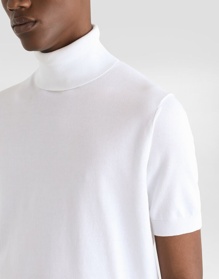 Dolce & Gabbana Jersey De Algodón Con Cuello Alto Y Manga Corta