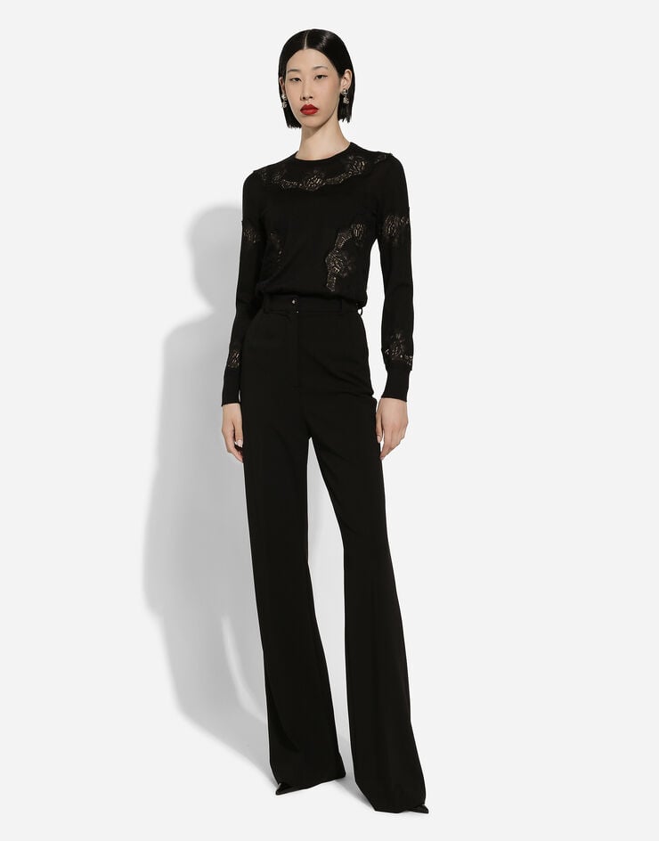 Dolce & Gabbana Jersey De Cachemira Y Seda Con Aplicación De Encaje