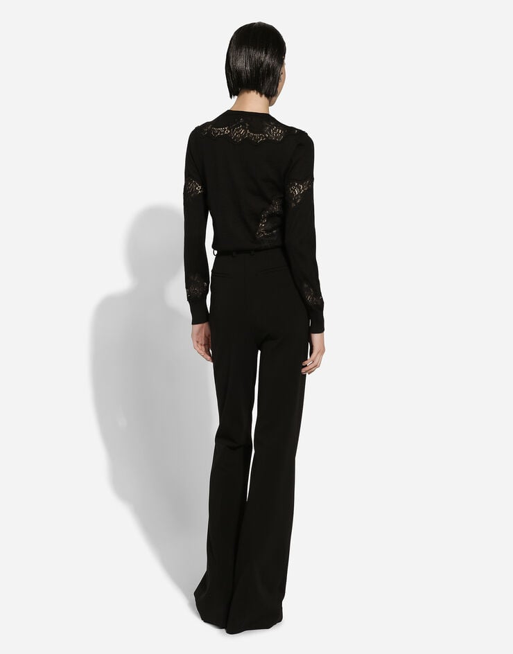 Dolce & Gabbana Jersey De Cachemira Y Seda Con Aplicación De Encaje