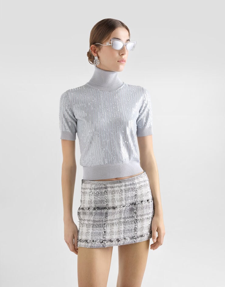 Dolce & Gabbana Jersey De Cuello Alto Bordado De Lentejuelas