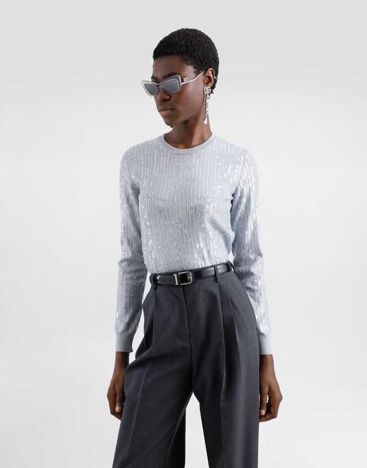 Dolce & Gabbana Jersey De Cuello Redondo Bordado De Lentejuelas