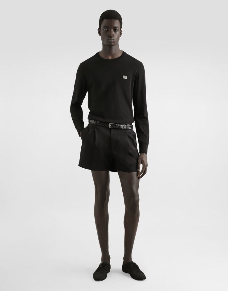 Dolce & Gabbana Jersey De Cuello Redondo De Algodón Con Placa