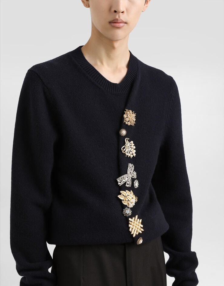 Dolce & Gabbana Jersey De Cuello Redondo De Lana Con Botones Joya
