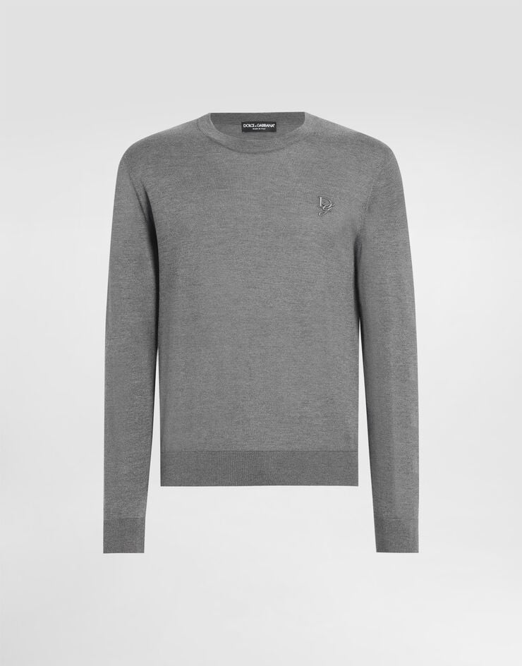 Dolce & Gabbana Jersey de cuello redondo de seda con bordado DG