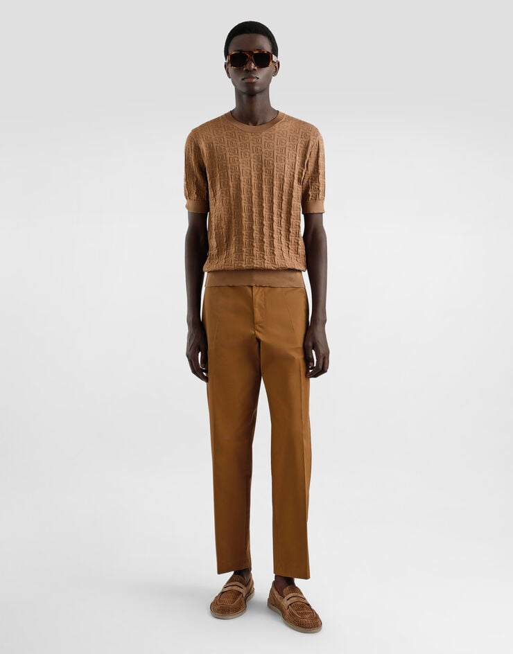 Dolce & Gabbana Jersey De Cuello Redondo De Seda Con Bordado Integral Del Logotipo DG