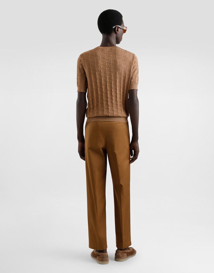 Dolce & Gabbana Jersey De Cuello Redondo De Seda Con Bordado Integral Del Logotipo DG