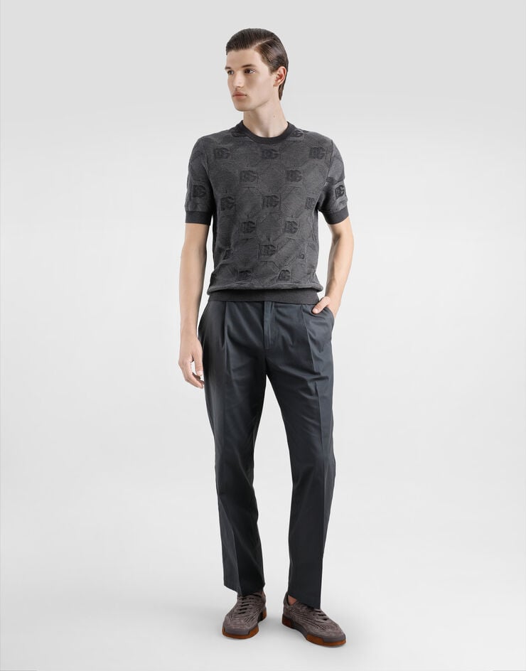 Dolce & Gabbana Jersey De Cuello Redondo De Seda Con Logotipo Jacquard