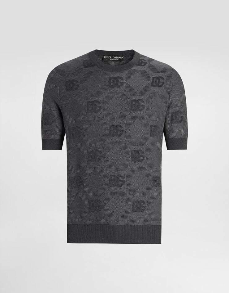 Dolce & Gabbana Jersey de cuello redondo de seda con logotipo jacquard