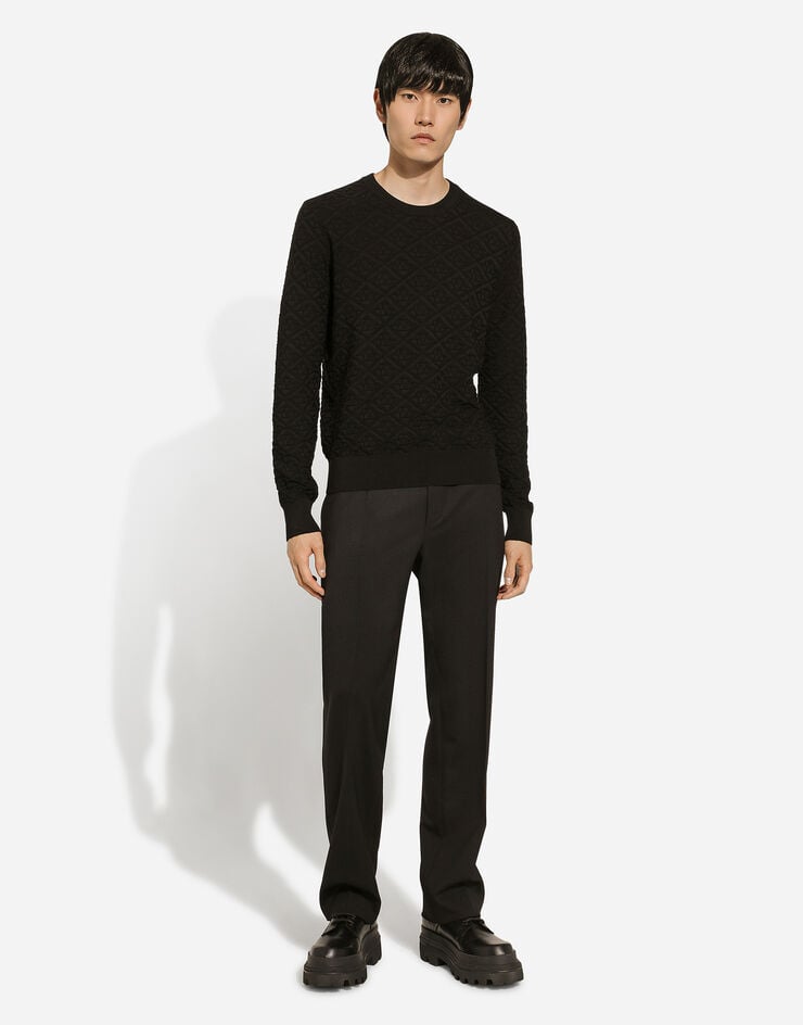 Dolce & Gabbana Jersey De Cuello Redondo De Seda Con Motivo Integral Del Logotipo DG