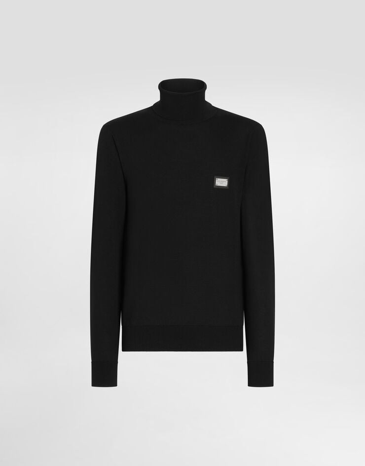 Dolce & Gabbana Jersey de lana con cuello alto y placa con logotipo
