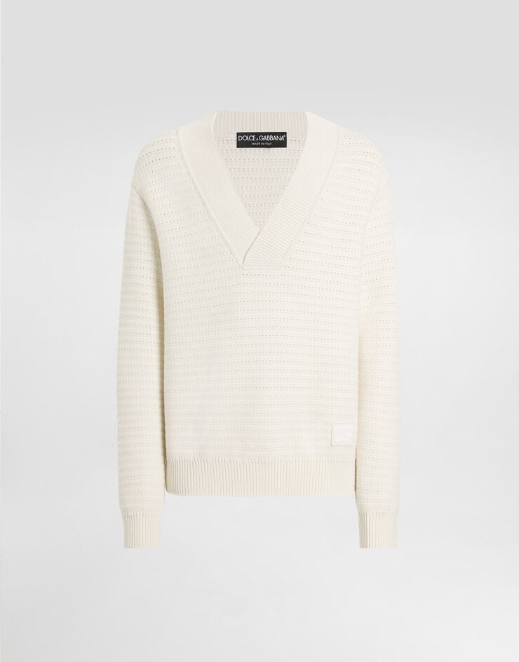 Dolce & Gabbana Jersey de lana con cuello de pico y bordado DG