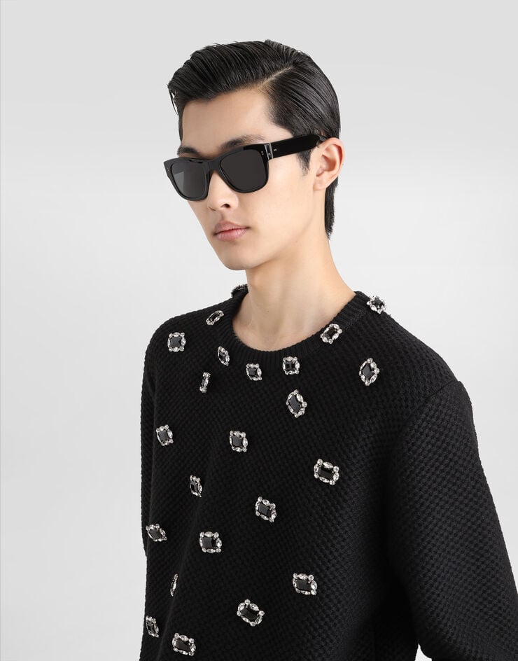 Dolce & Gabbana Jersey De Lana Con Cuello Redondo Bordado Y Botones Joya