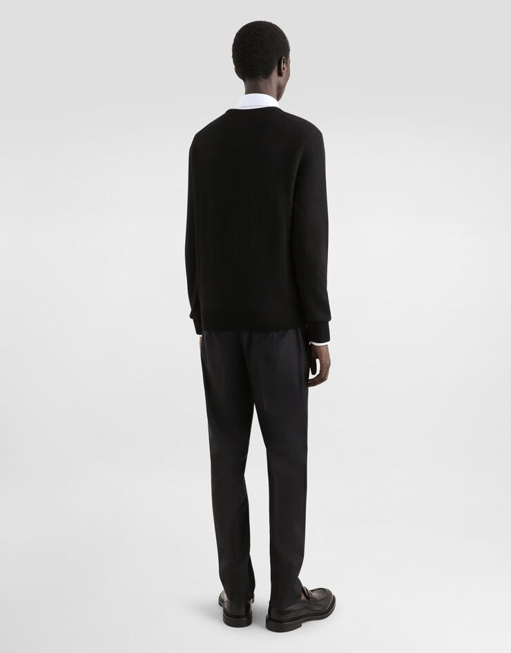 Dolce & Gabbana Jersey De Lana Con Cuello Redondo Y Placa Con Logotipo