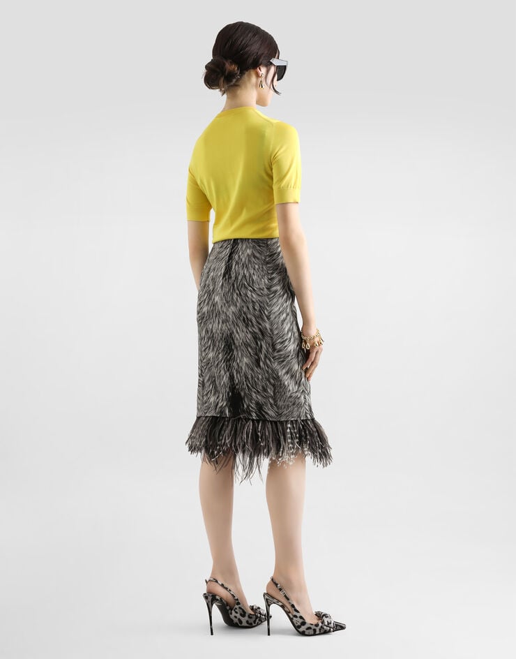 Dolce & Gabbana Jersey De Manga Corta De Seda Con Adorno De Flor