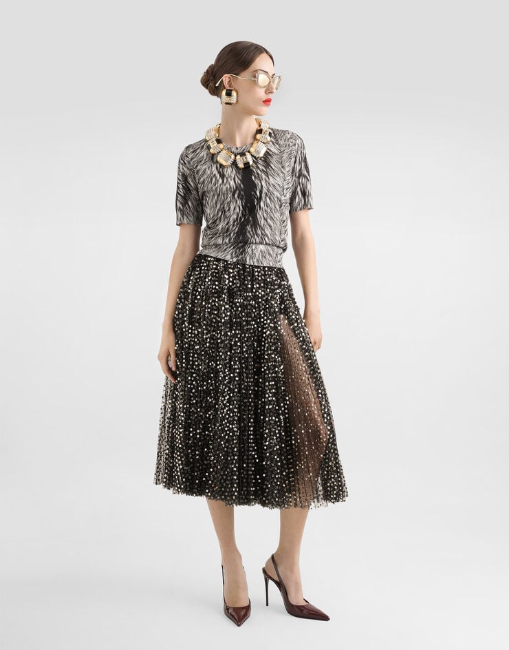 Dolce & Gabbana Jersey De Seda Estampado Piel De Animal