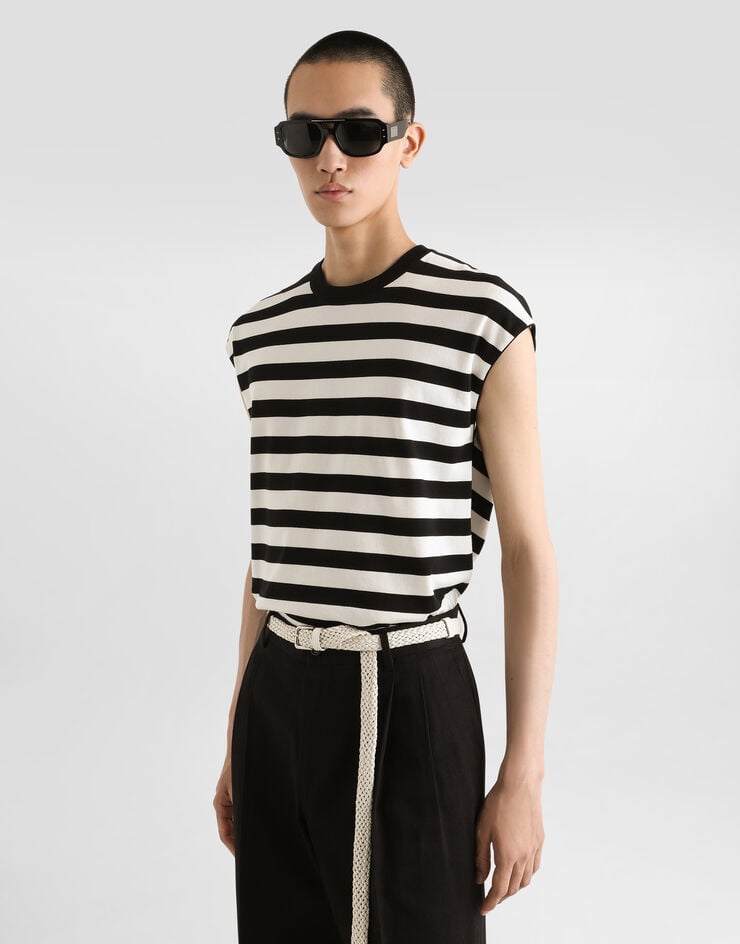 Dolce & Gabbana Jersey Kimono Sin Mangas De Algodón Con Intarsia A Rayas