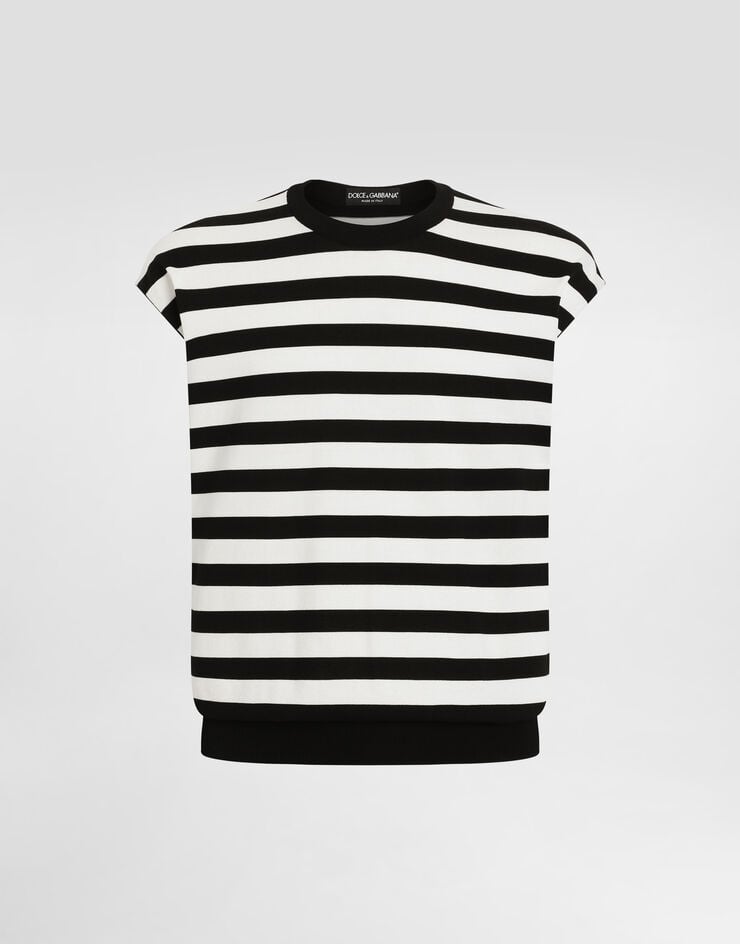 Dolce & Gabbana Jersey kimono sin mangas de algodón con intarsia a rayas