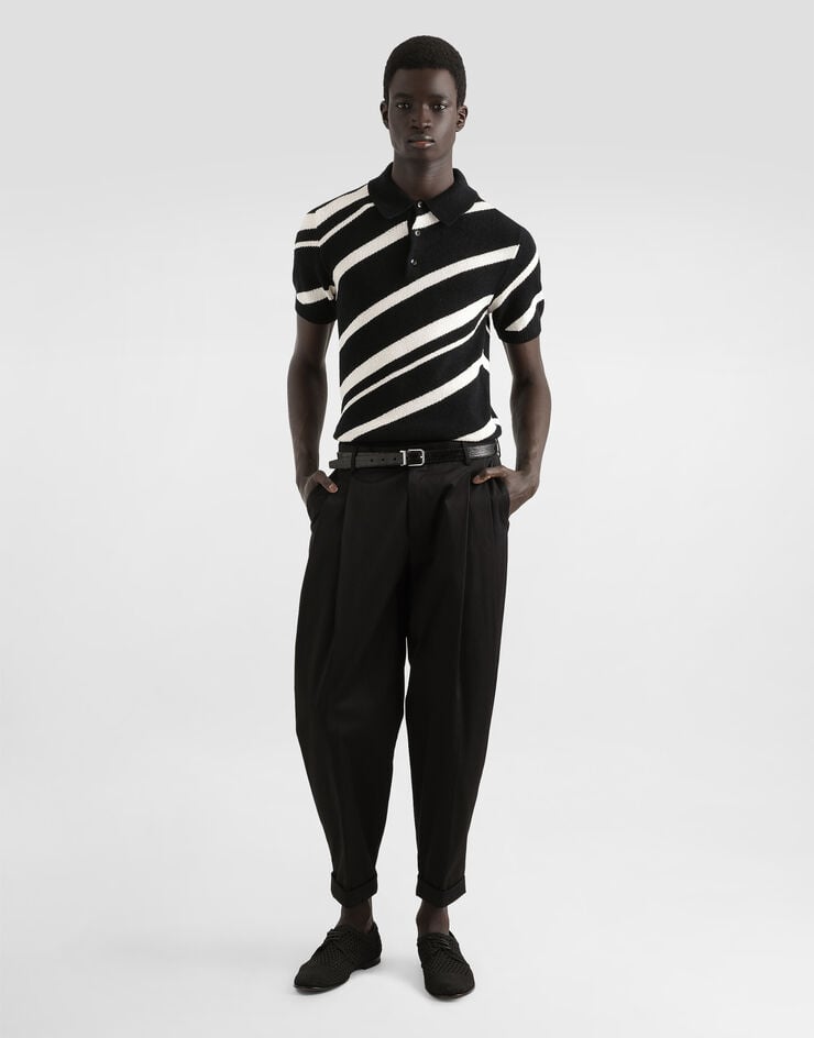 Dolce & Gabbana Jersey Polo De Algodón De Manga Corta Con Intarsia A Rayas